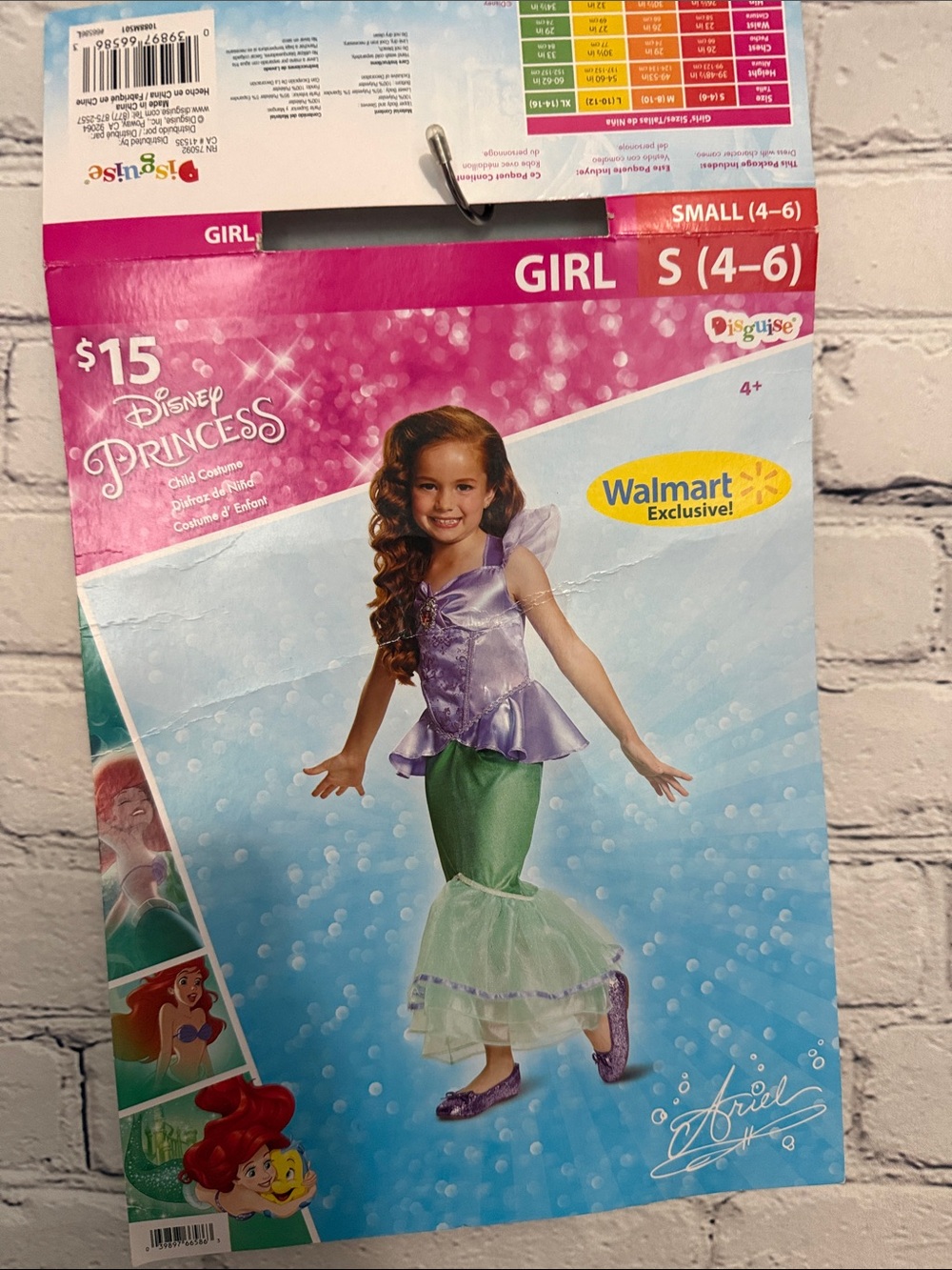 Disney Princess Ariel Costume Dress Girls The Little Mermaid S (4-6) New